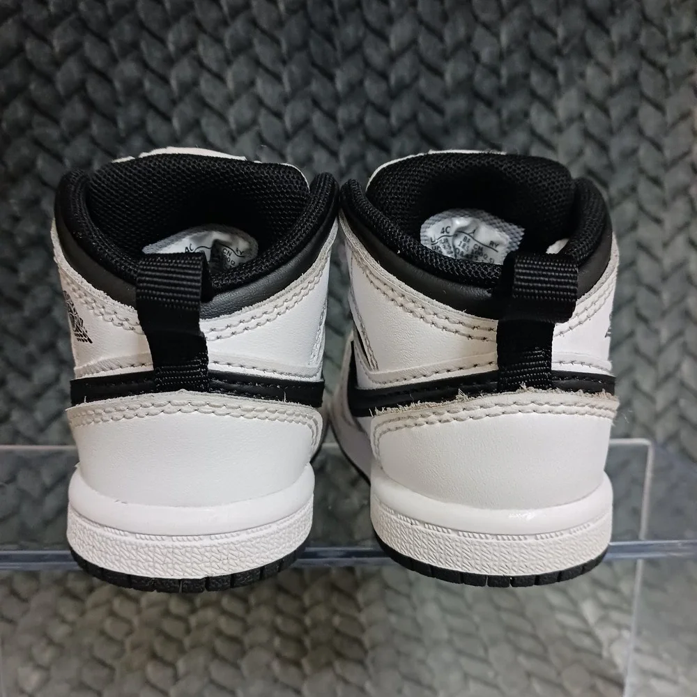 Jordan 1 Mid TD White Black Toddler Sneakers Shoes Size 4C